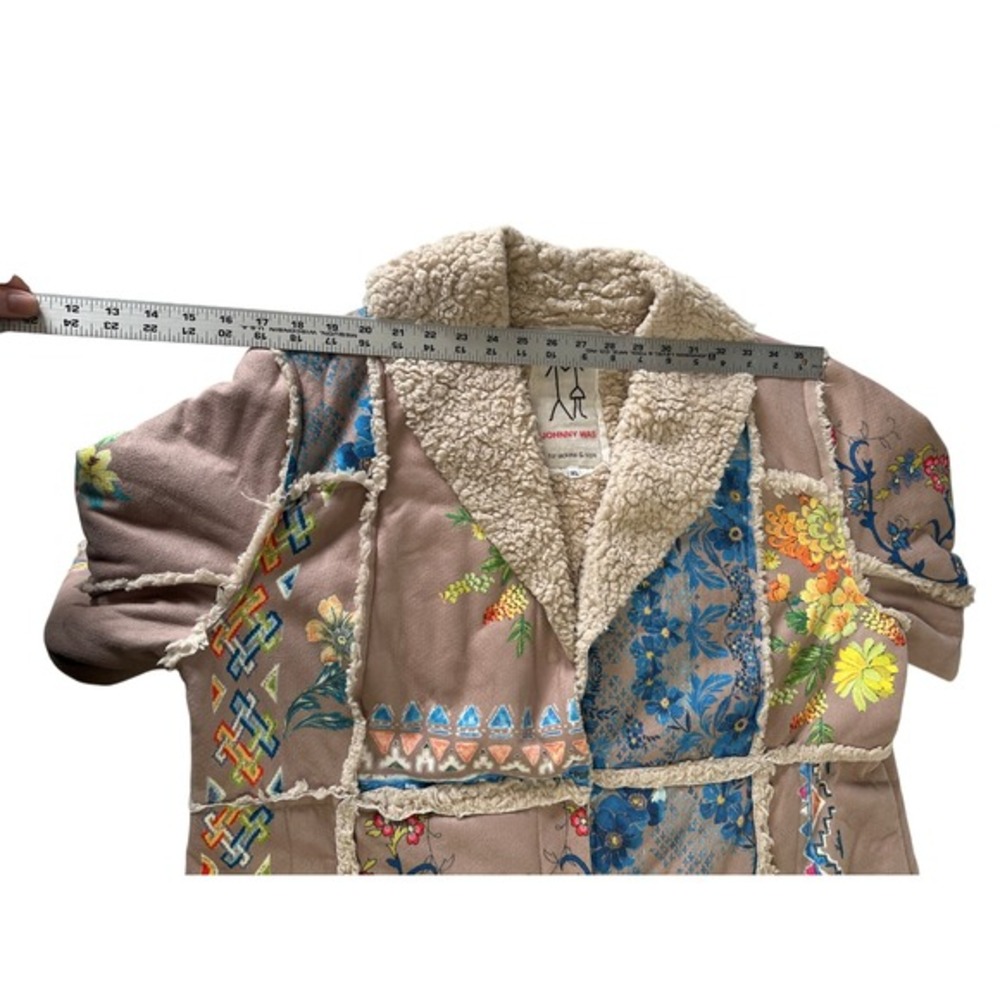Johnny Was Steppa Sherpa Faux Suede‎ Coat XL Floral Patchwork Embroidered - Picture 6 of 12